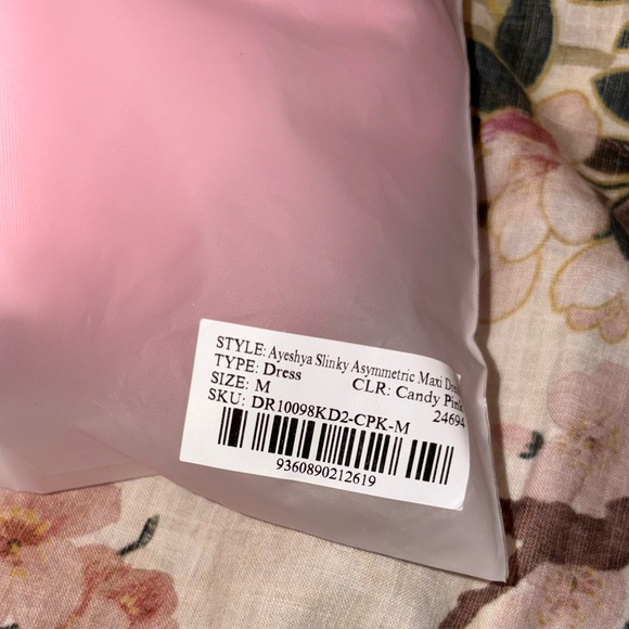 Meshki Ayeshya Slinky Asymmetric Maxi Dress Candy Pink - Picture 4 of 4